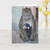 De Aap en het baby van Macaque van de Kaart van de (Gele Bloem)
