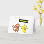 De aap gaat Bananen, de Leuke Humor van de Liefde Kaart (Gele Bloem)