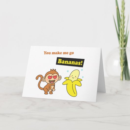 De aap gaat Bananen, de Leuke Humor van de Liefde Kaart (Voorkant)