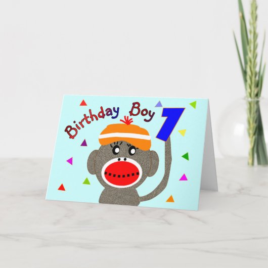 De aap van de Sok van het feestvarken 1 éénjarige Kaart (Voorkant)