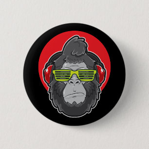 De Aap van DJ Ronde Button 5,7 Cm