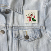 De aardbei van de Roseberry, gegraveerd door Watte Vierkante Button 5,1 Cm (In situ)