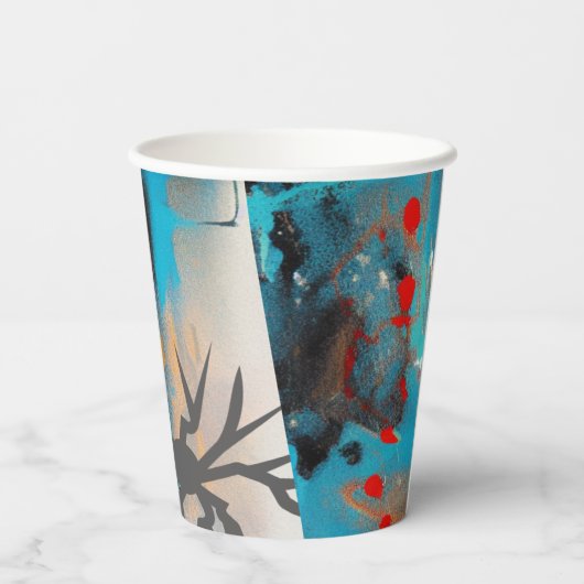 De aardbeving papieren bekers (Achterkant)