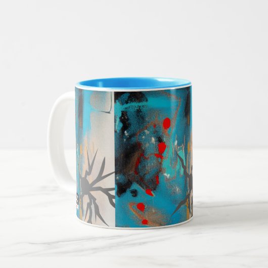 De aardbeving tweekleurige koffiemok (Voorkant links)