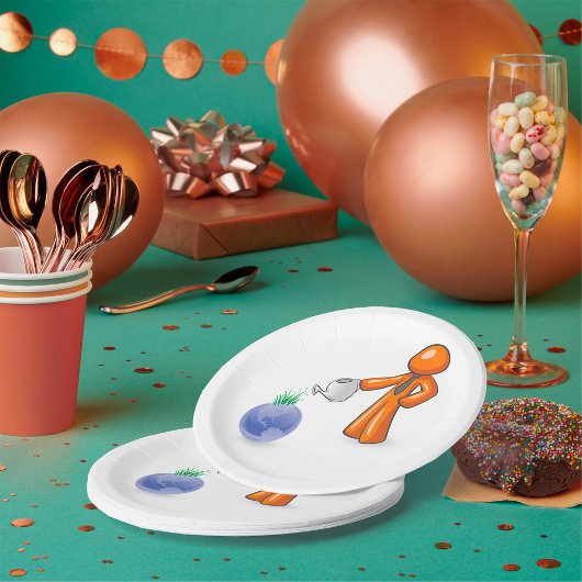 De aarde bewateren papieren bordje