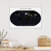 De Aarde bij nacht Poster (Keuken)
