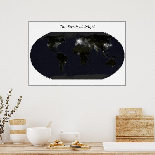 De Aarde bij nacht Poster (Keuken)