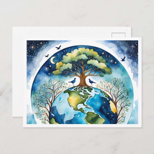 De aarde en de lucht in harmonie - Waterverf kunst Briefkaart (Voorkant / Achterkant)