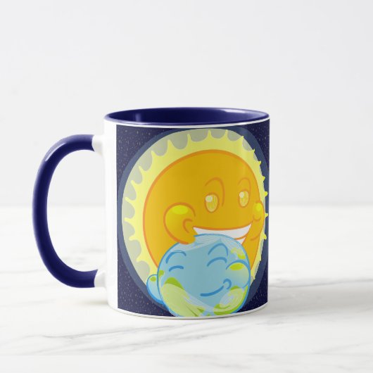 De aarde en haar metgezel mok (Links)