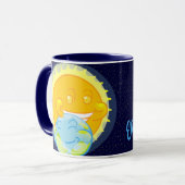 De aarde en haar metgezel mok (Voorkant links)