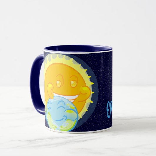 De aarde en haar metgezel mok (Voorkant links)