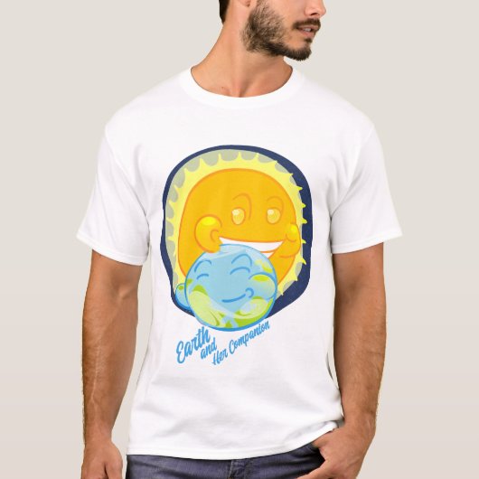 De aarde en haar metgezel t-shirt (Voorkant)