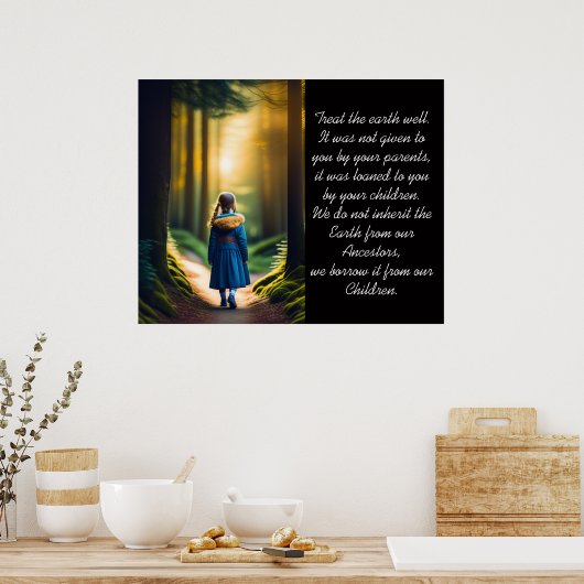 De aarde goed behandelen | Poster van bosmeisjes (Keuken)