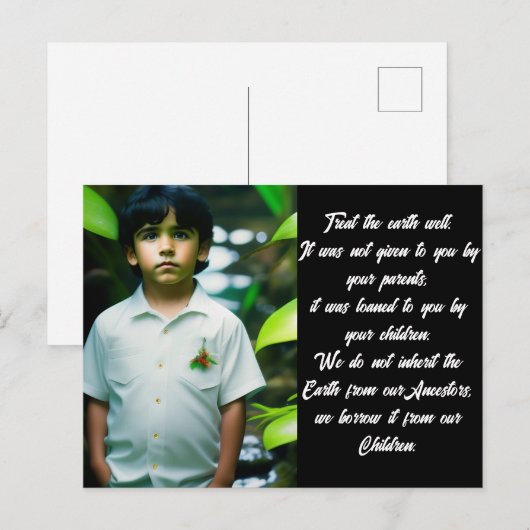 De aarde goed behandelen | Tropische jongen Briefkaart (Voorkant / Achterkant)