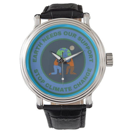 De aarde heeft onze steun nodig. Stop klimaatveran Horloge (Voorkant)