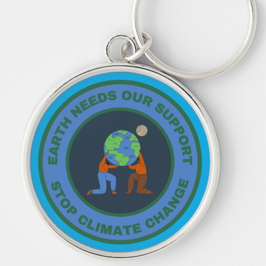De aarde heeft onze steun nodig. Stop klimaatveran Sleutelhanger (Voorkant)