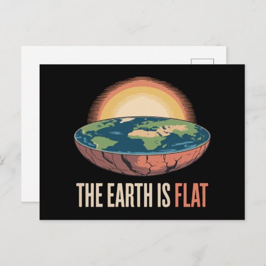 De aarde is een platte humoristische theorie briefkaart (Voorkant / Achterkant)