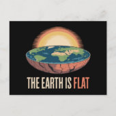 De aarde is een platte humoristische theorie briefkaart (Voorkant)