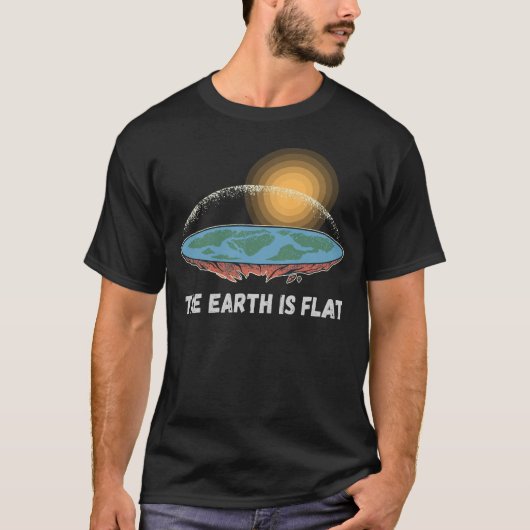 De aarde is een platte humoristische theorie t-shirt (Voorkant)