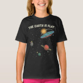 De aarde is een platte humoristische theorie t-shirt (Voorkant)