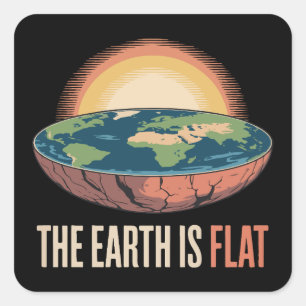 De aarde is een platte humoristische theorie vierkante sticker