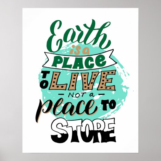 De aarde is een plek om te leven zonder te winkele poster (Voorkant)