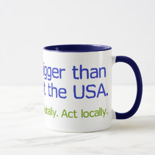 De aarde is groter dan Amerika Mok