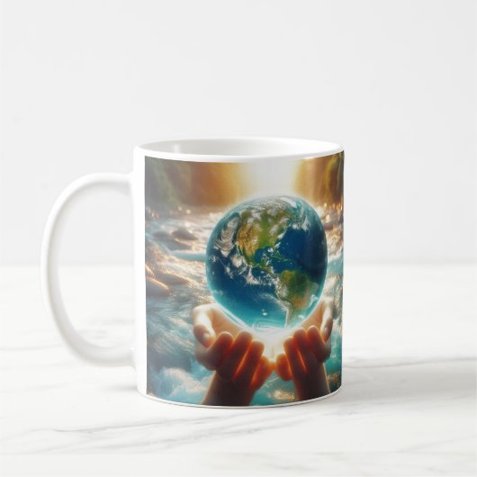 DE AARDE IS IN ONZE HANDEN Ontwerp Koffiemok (Links)