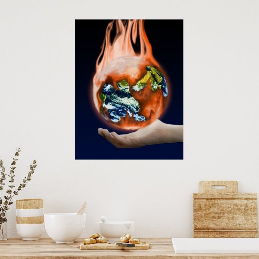 De aarde is in onze handen poster (Keuken)