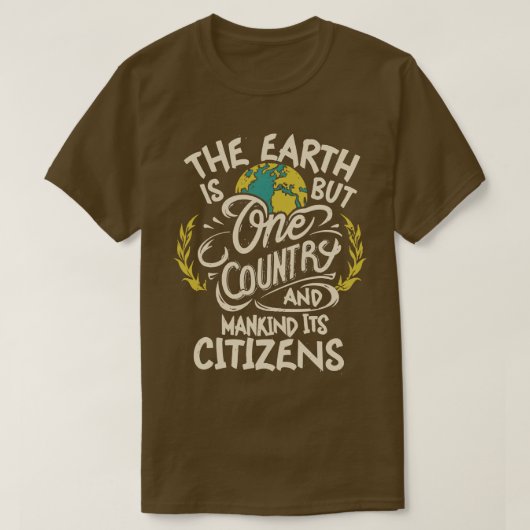 De aarde is maar één land Het Bahai geloof 1 T-shirt (Design voorkant)