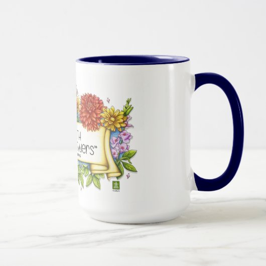 De aarde lacht in bloemen 15oz Mok (Rechts)