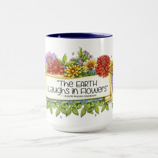 De aarde lacht in bloemen 15oz Mok (Midden)