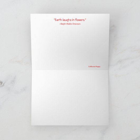 De aarde lacht in Bloemen: Papaver.  Binnen citaat Kaart (Binnen)