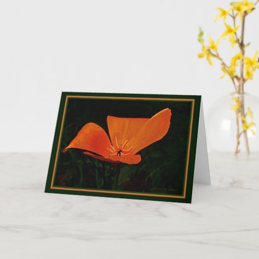 De aarde lacht in Bloemen: Papaver.  Binnen citaat Kaart (Gele Bloem)