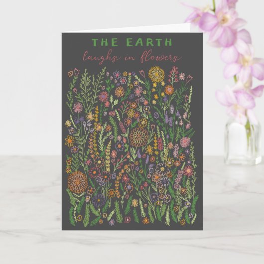 De aarde lacht in bloemenvelden weidebloem kaart (Orchidee)