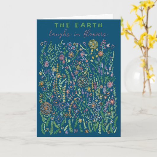 De aarde lacht in bloemenvelden weidebloem kaart (Gele Bloem)