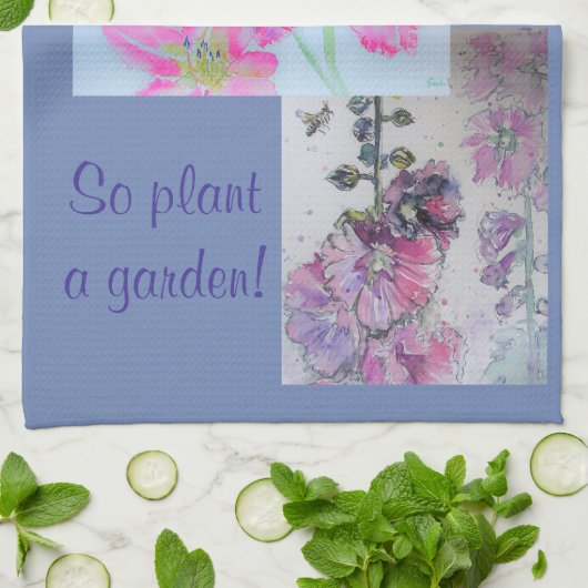 De aarde lacht in de Paarse theedoek Flowers (Gevouwen)