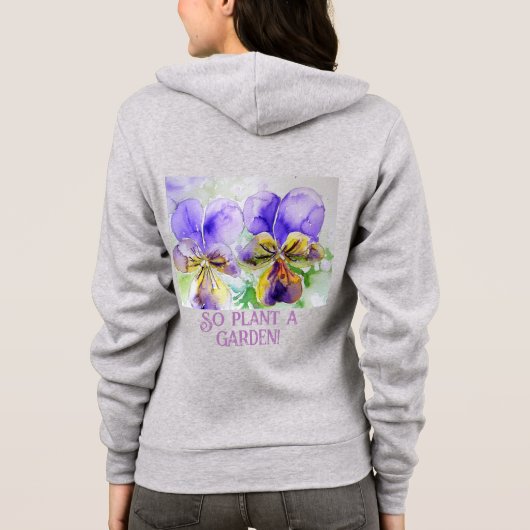 De aarde lacht in de Waterverf Viola Lily Hoodie (Achterkant)