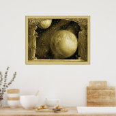 De aarde met de Melkweg en de Maan Poster (Keuken)