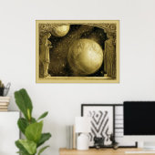 De aarde met de Melkweg en de Maan Poster (Thuiskantoor)