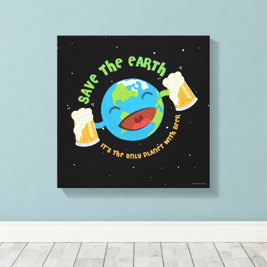 De aarde redden canvas afdruk (Insitu (Houten vloer))