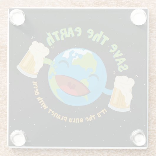 De aarde redden glazen onderzetter (Achterkant)