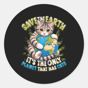De aarde redden Het is de enige planeet met katten Ronde Sticker