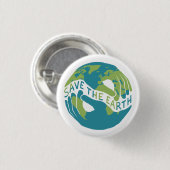 De aarde redden ronde button 3,2 cm (Voorkant /achterkant)