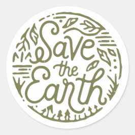 De aarde redden ronde sticker