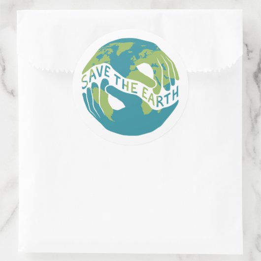 De aarde redden ronde sticker (Tas)