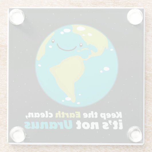 De aarde schoon houden glazen onderzetter (Achterkant)