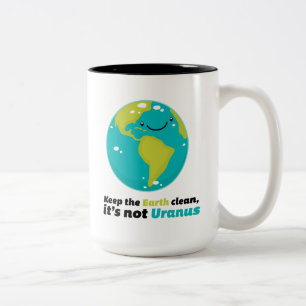 De aarde schoon houden tweekleurige koffiemok