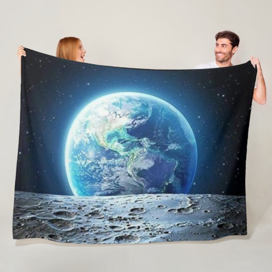 DE AARDE vanaf de MAAN Fleece Deken (In situ)