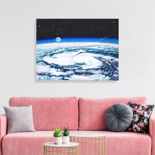De aarde vanaf een draaiende hoogte: Canvas Standa (Insitu (Woonkamer))